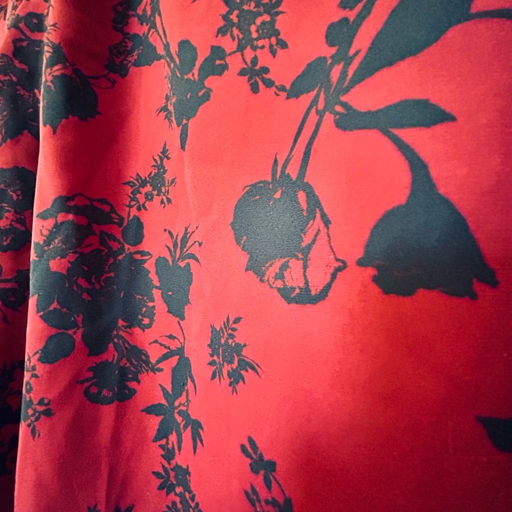 Burgundy Blouse with Black Floral Print - Picture 6 of 6